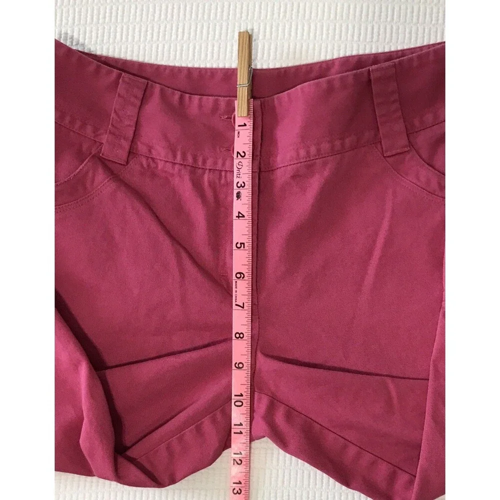 Rafaella Womens Shorts 10 Hot Pink Long Bermuda Capri 100% Cotton Button Hem